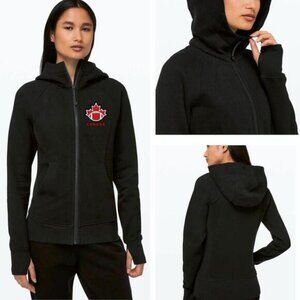 LULULEMON Scuba Hoodie Football Canada Light Cotton Fleece Size 6 Washed Black